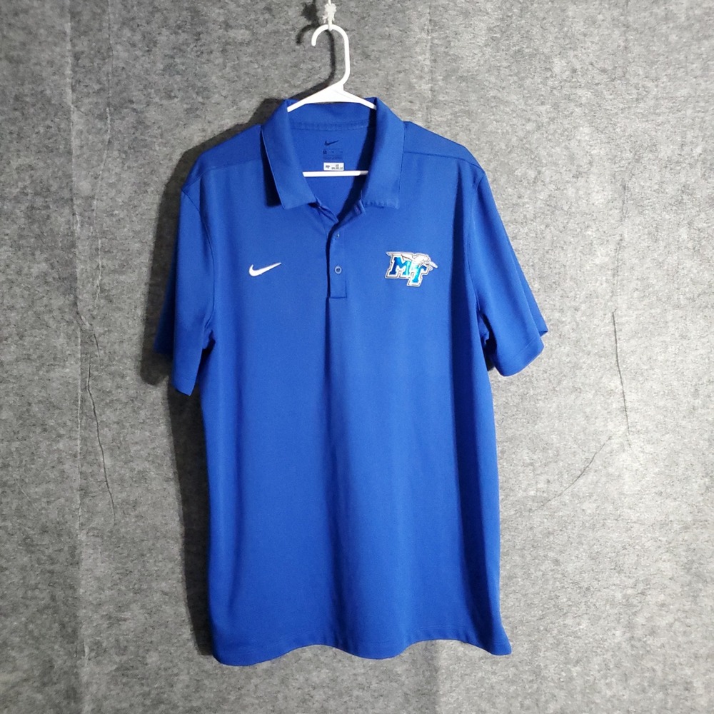 Nike Golf Polo Shirt Mens XL Royal Blue MT Logo Middle Tennessee State Dri-FIT